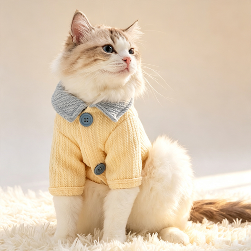 Color Block Collar Pet Knit Shirt