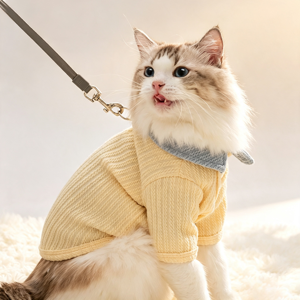 Color Block Collar Pet Knit Shirt