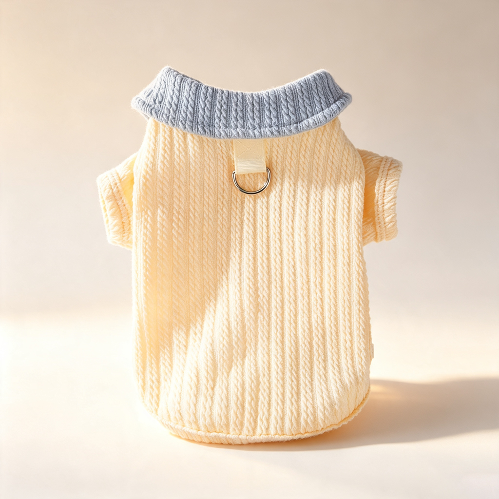 Color Block Collar Pet Knit Shirt