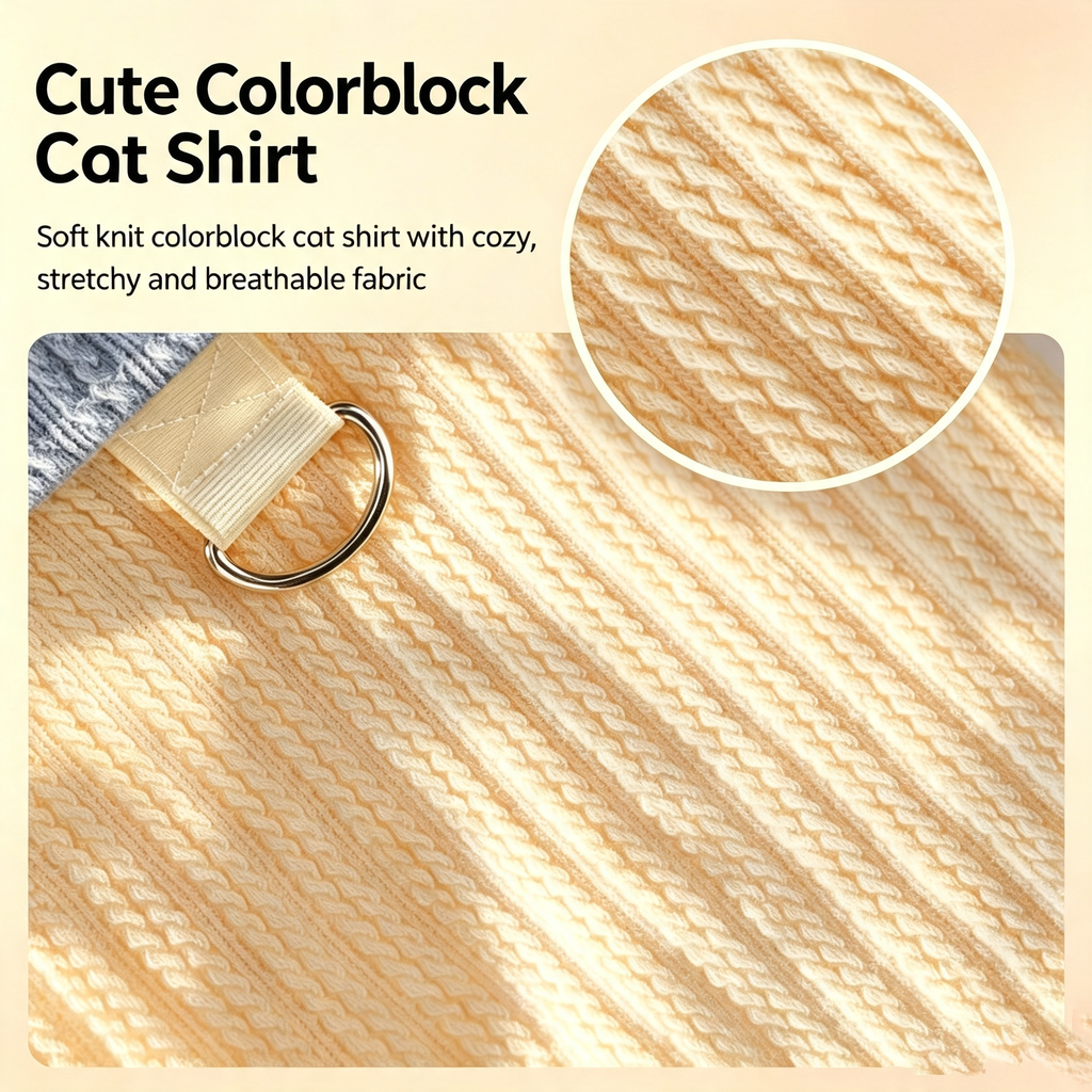 Color Block Collar Pet Knit Shirt