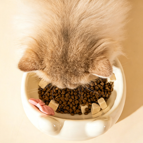 Cute Bow Cat Ear Ceramic Cat Bowl