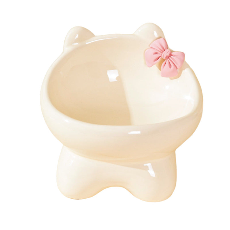 Cute Bow Cat Ear Ceramic Cat Bowl